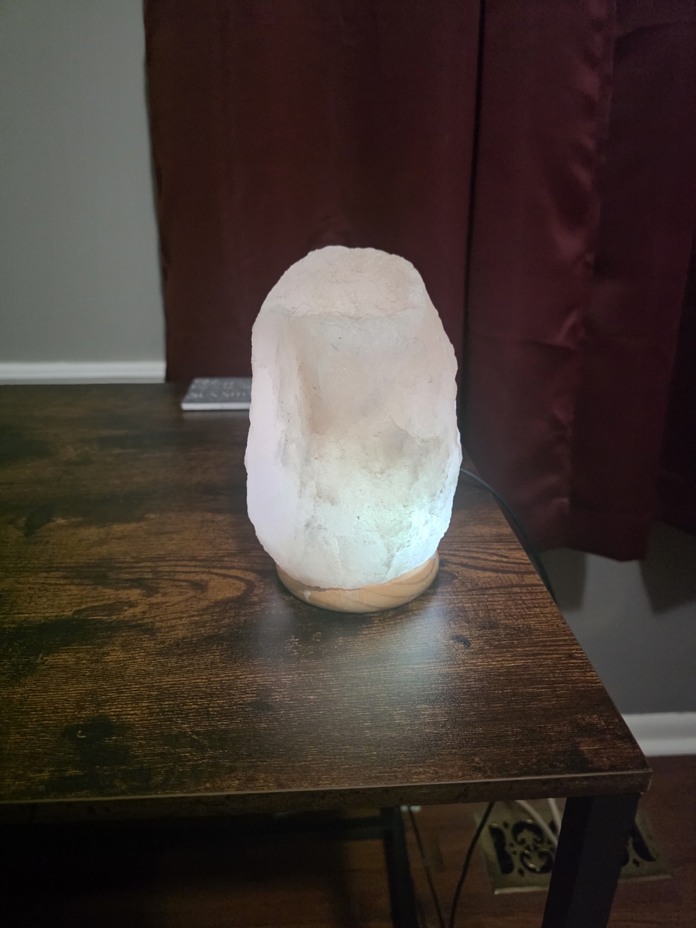 Himalayan Salt Lamp with Wooden Base - White And Multi Changing Colors